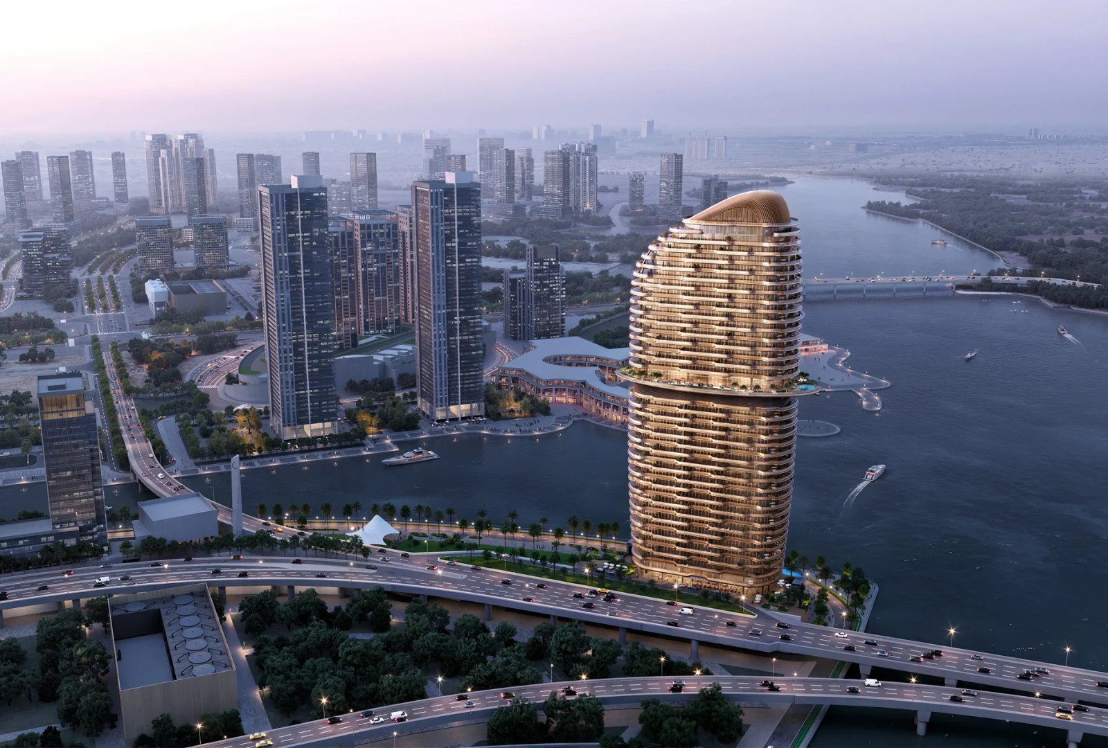 JR_Ext_Tower-Dusk-Aerial+